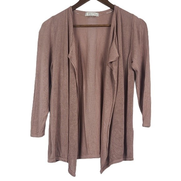 August Silk Womens Open Knit Drape Front Viscose Cardigan Size M - Picture 3 of 15